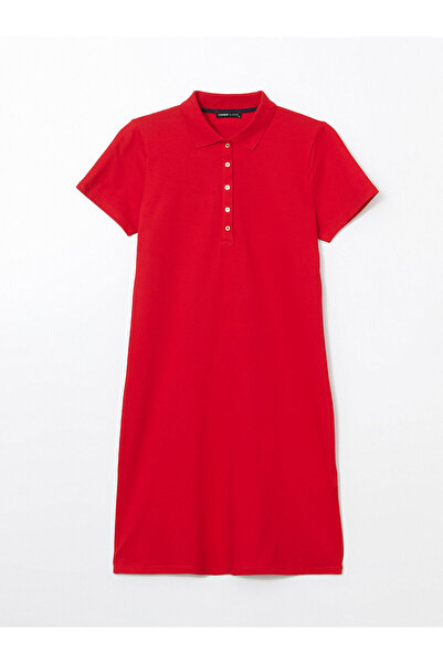 LC Waikiki LCWAIKIKI Classic Kirmizi Polo Yaka Pike Kadın Elbise S5IU92Z8