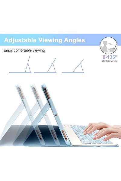 SIGLOO Husa cu tastatura si mouse Lenovo Tab P12 12.7" Bluetooth magnetica stand ajustabil Blue