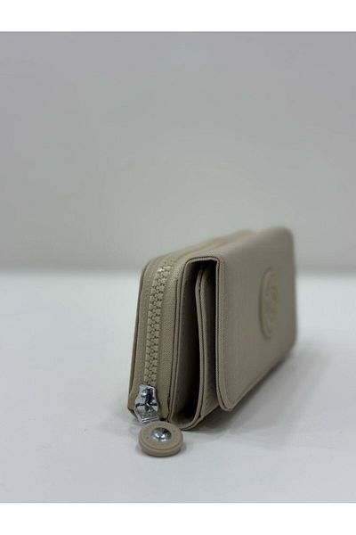 H&D COLLECTİON Women's Crinkle Fabric Cover Metal Zipper Card Holder, Coin Compartment Wallet