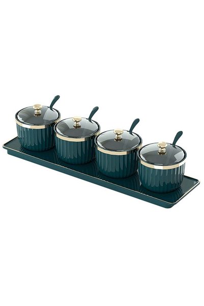 Generic Qiccijoo Condiment Spice Jars，Spice Box With Lids and Spoons and Tray...