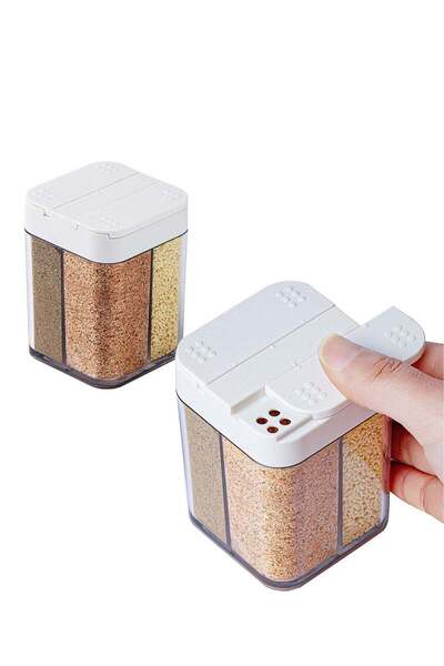 Generic 2 Pack 4 in 1 Plastic Salt and Pepper Shaker, 8 Grids Flip Empty Spice Dispensers Travel Spice Cont