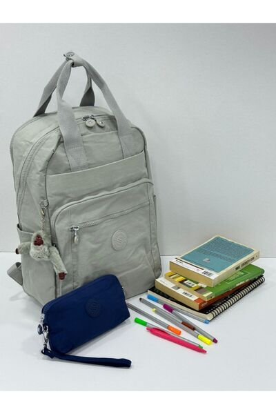 H&D COLLECTİON Unisex Water Resistant Crinkle Fabric Backpack and Wallet Type Hanging Pen Holder