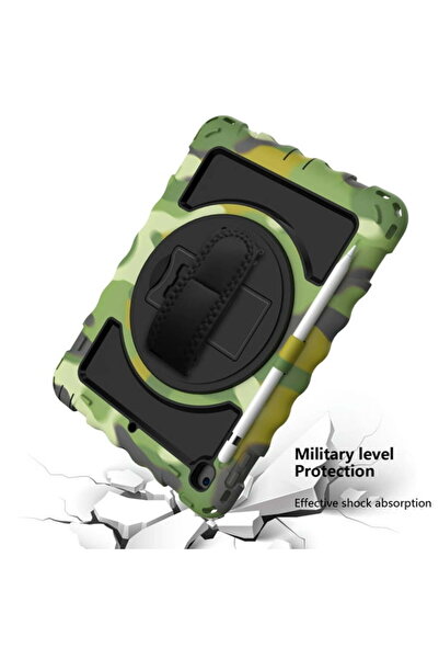 SIGLOO Husa hybrid 3in1 rugged cu stand 360°, curea mână, shockproof iPad 10.2 gen 9/8/7 camuflaj