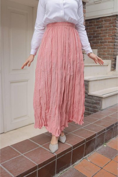 PEMAA Standard Size Elastic Waist Long Crash Skirt