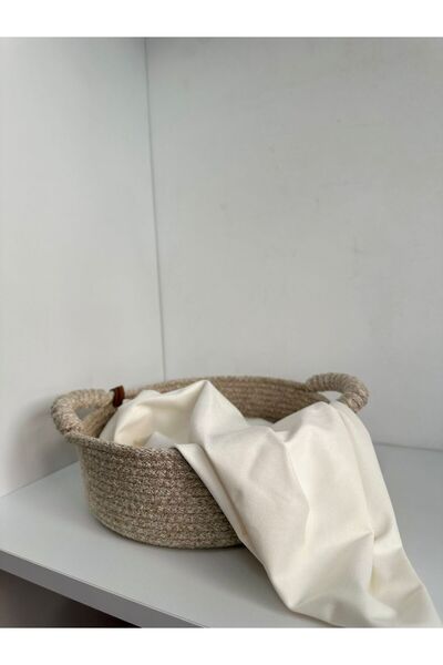 Hediyeninellitonu Wicker Basket Bread Toy Basket Handmade Decorative Basket