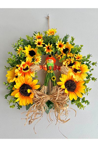 Beykan handmade Wicker Cute Spring Scarecrow Door Ornament