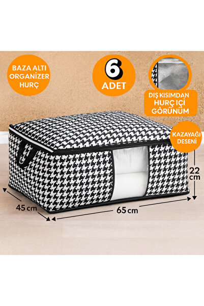 MİSPAKK Baza ve yatak altı uyumlu 6’lı lüks pencereli dolap düzenleyici hurç