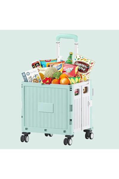 Hope Foldable Shopping Trolley Cart with Lid, 40kg Heavy-Duty Capacity, Collapsible Grocery Cart with Whe