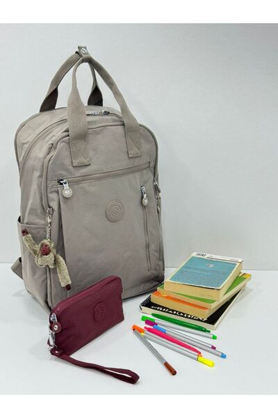 H&D COLLECTİON Unisex Water Resistant Crinkle Fabric Backpack and Wallet Type Hanging Pen Holder