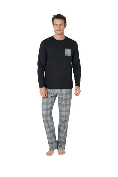 Pierre Cardin Erkek Yeni Sezon Bisiklet Yaka Uzun Kollu Pamuk Pijama Takımı CH.PC.6.107.C0