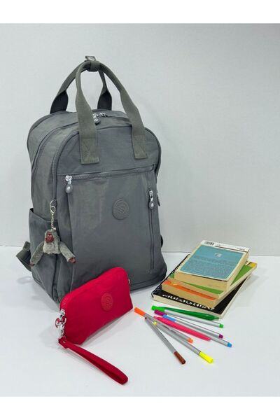 H&D COLLECTİON Unisex Water Resistant Crinkle Fabric Backpack and Wallet Type Hanging Pen Holder