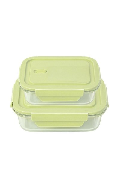 Generic 2-Piece Borosilicate Glass Food Container Lunch Box Set 410ml and 640...