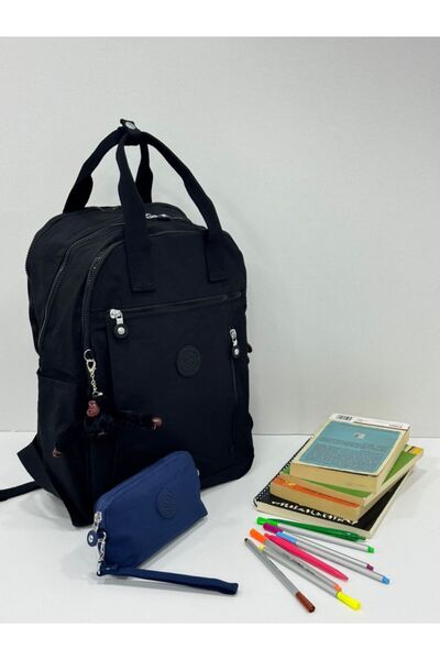 H&D COLLECTİON Unisex Water Resistant Crinkle Fabric Backpack and Wallet Type Hanging Pen Holder