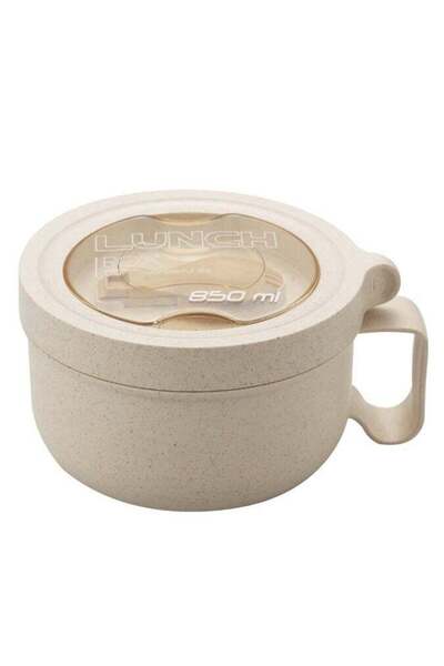 Generic Beram Wheat Straw Lunch Bowl, Soup Mugs with Lids, 850ml, Microwavable Box, Travel Food Containers,