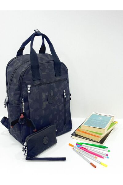 H&D COLLECTİON Unisex Water Resistant Crinkle Fabric Backpack and Wallet Type Hanging Pen Holder