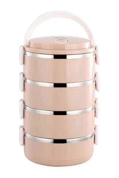 Generic 4 Stackable Lunch Box, Portable Stainless Steel Bento Box Food Storag...