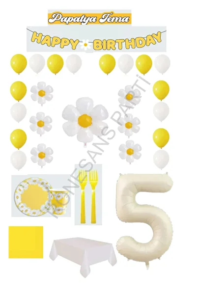 RÖNESANS PARTİ Renaissance 5 Year Old Daisy Themed Birthday Party Set