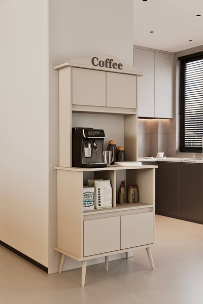 moldesan Forme MDF bej raflı kahve köşesi 172 cm