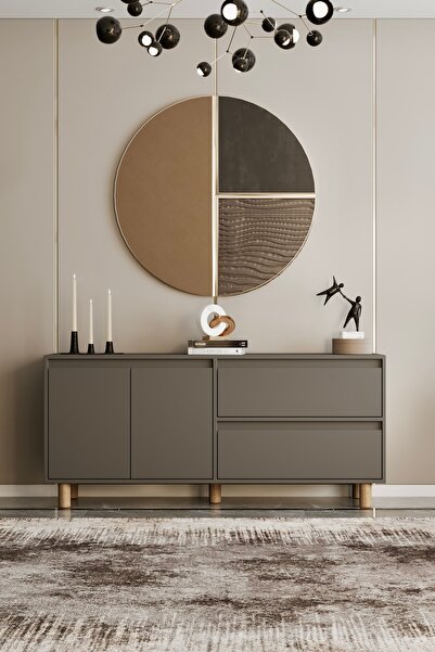 moldesan Mila gri mdf 160 cm raflı konsol