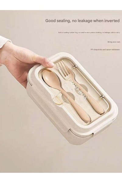 Generic Plastic Lunch Box With Spoon And Chopsticks Lunch Containers with 3 C...