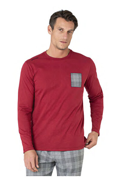 Pierre Cardin Erkek Yeni Sezon Bisiklet Yaka Uzun Kareli desen Kol Pamuk Ev Giyim Pijama Takımı VRP.C.P61E07.Y01