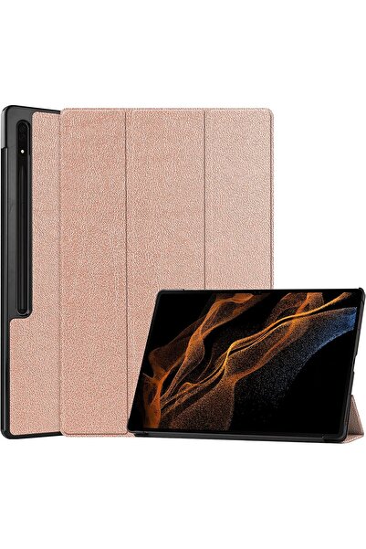 SIGLOO Husa slim Smart Cover Trifold pentru Samsung Tab S8 Plus S7 FE S7 Plus 12.4 inci rose gold
