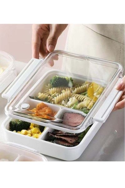 Generic 1-Piece 3-Grid Lunch Box Portable Lunch Box For Office And School Whi...