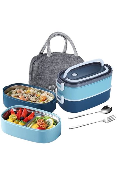 Generic Stainless Steel Bento Lunch Box,1400ML 2 Layer Meal Lunch Container S...