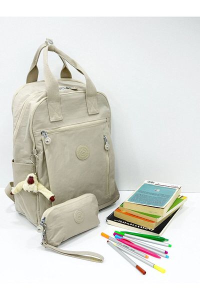 H&D COLLECTİON Unisex Water Resistant Crinkle Fabric Backpack and Wallet Type Hanging Pen Holder