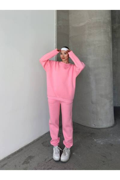 cto your style Women's Oversize Three-Thread Thick Hooded Cotton Tracksuit Set