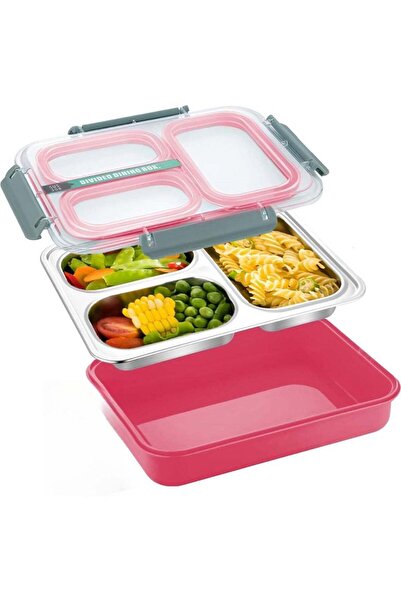 Generic 3 Compartment Stainless Steel Bento Box, 1200ml Meal Prep Container R...