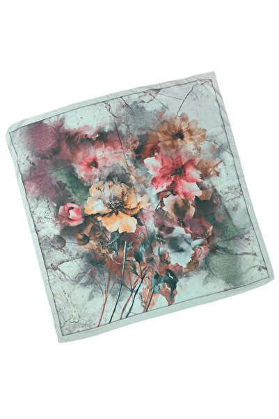 mim eşarp Enba Floral Patterned Cotton Scarf 90X90 cm