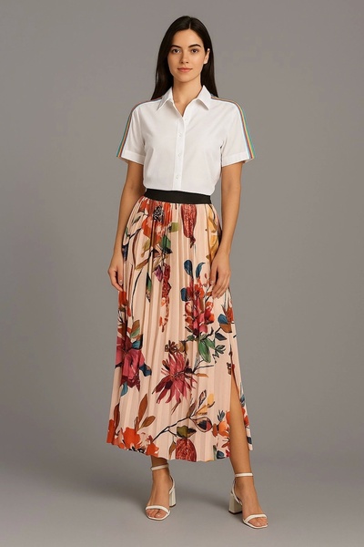 ayakuydur Kadın Çok Renkli Pileli Uzun Etek