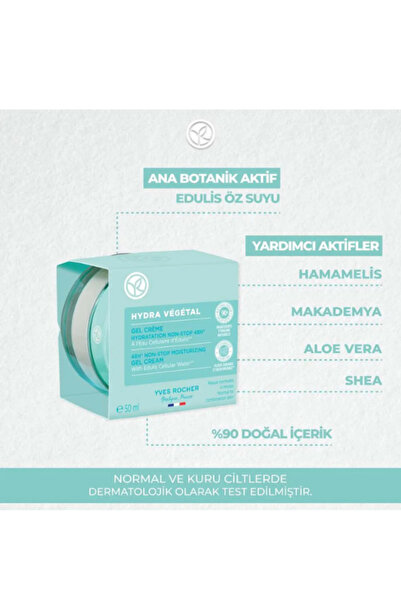 Yves Rocher Normal ve Kuru Ciltlere Özel Hydra Vegetal Jel Krem – Hafif Nemle...
