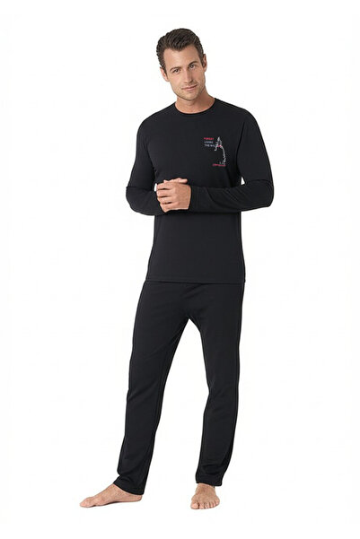 Pierre Cardin Чоловічий новий сезон велосипедний комір з принтом, довгі рукави, бавовняний піжамний комплект CH.PC.6.103.C0