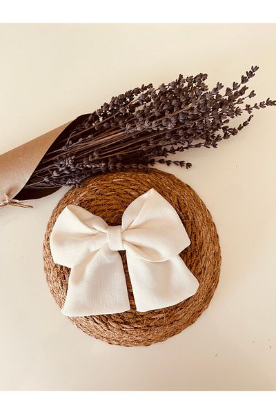 HEREN Ecru Large Size Buckle Ribbon Bow Buckle, Handmade Buckle, Adult Teen Girl Clip Buckle, Women's Buckle
