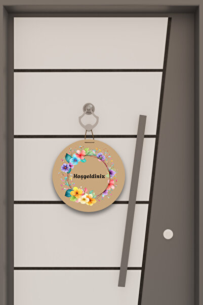 Dormot Ψηφιακή εκτύπωση καφέ, έγχρωμο στολίδι πόρτας με σχέδιο λουλουδιών, Στολίδι τοίχου