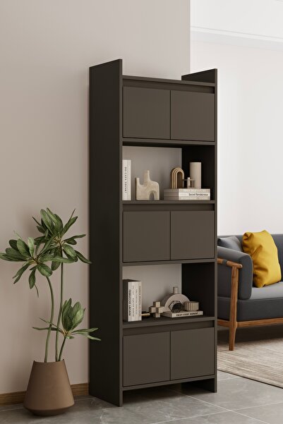 moldesan Modo MDF gri Raflı Kapaklı Kitaplık 176 cm