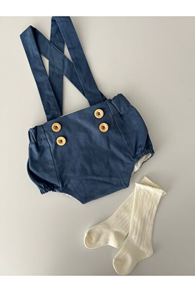 il mio bambino İl Mio Bambino Handmade 100% Cotton Baby Salopet Shorts - Summer Jumpsuit Shorts with Color Options