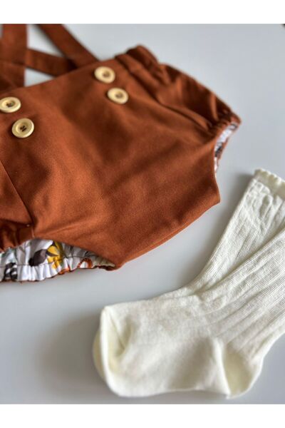 il mio bambino İl Mio Bambino Handmade 100% Cotton Baby Salopet Shorts - Summer Jumpsuit Shorts with Color Options
