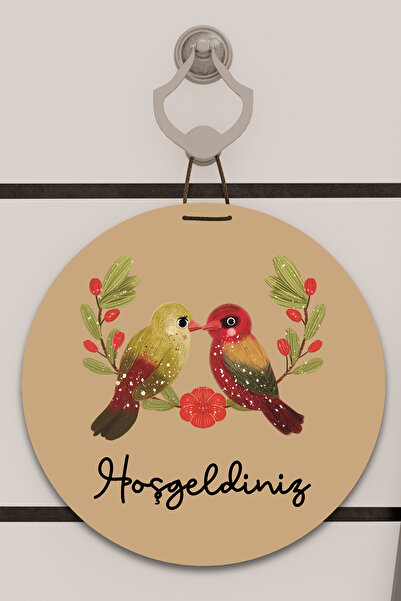 Dormot Decor pentru ușă cu imprimare digitală maro, model de păsări în perech...