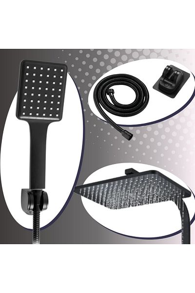 MNS Complete shower set with single-lever mixer, matte black finish
