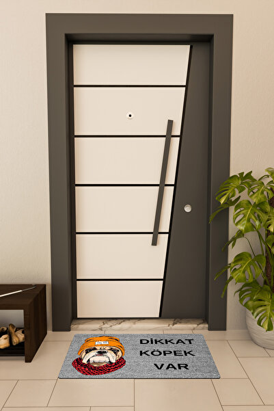 Dormot Quality Digital Printing Gray, Caution Dog Varr Themed Door Mat