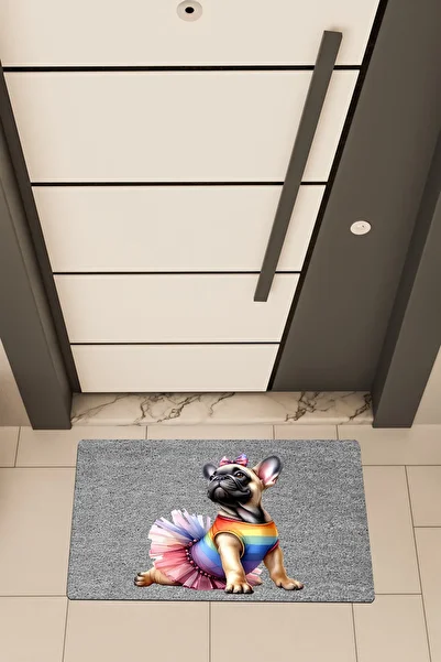 Dormot High Quality Digital Printing Gray, Colorful Dress Pug, Themed Door Mat