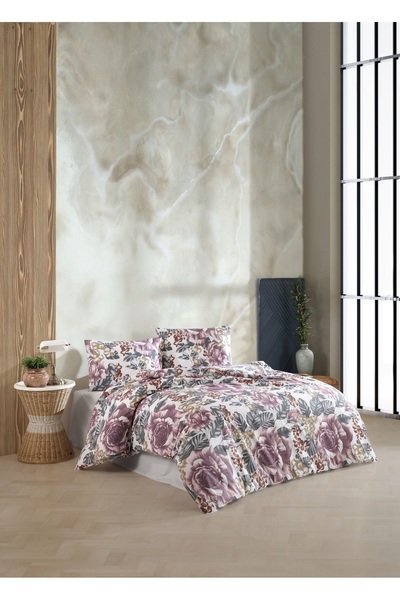 Bikaya Home Crystal Ranforce Double Duvet Cover Set |   100% Cotton |   57 Wires |   4 Pieces