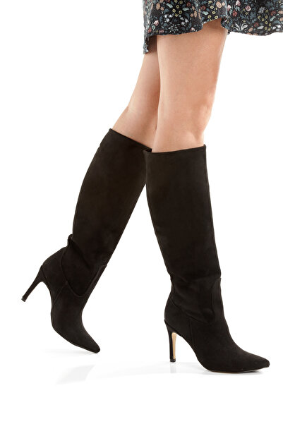 PİMORA '' ROSA '' Černé semišové špičaté kozačky na tenkém podpatku 9 cm Nová...