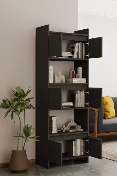 moldesan Modo MDF gri Raflı Kapaklı Kitaplık 176 cm