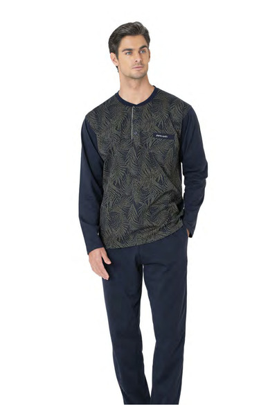 Pierre Cardin Men's Jacquard 2-Piece Long Sleeve Pajama Set -Boxed Ch.6.111.C0