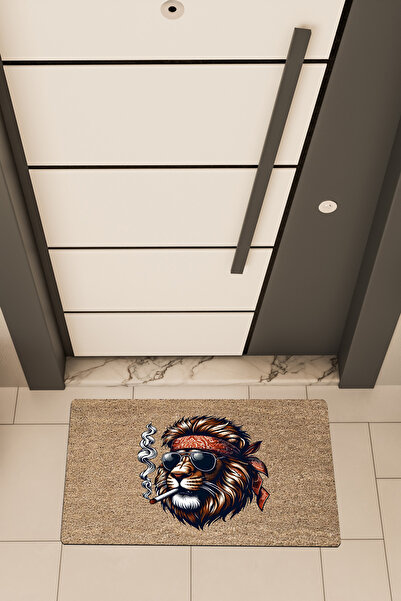 Dormot High Quality Digital Print Brown, Crazy Lion Theme Door Front Mat
