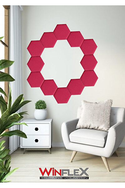 WİNFLEX DEKORATİF ALTIGEN AKUSTİK KUMAŞ KAPLI PANEL 12 ADET - (17x20CM)